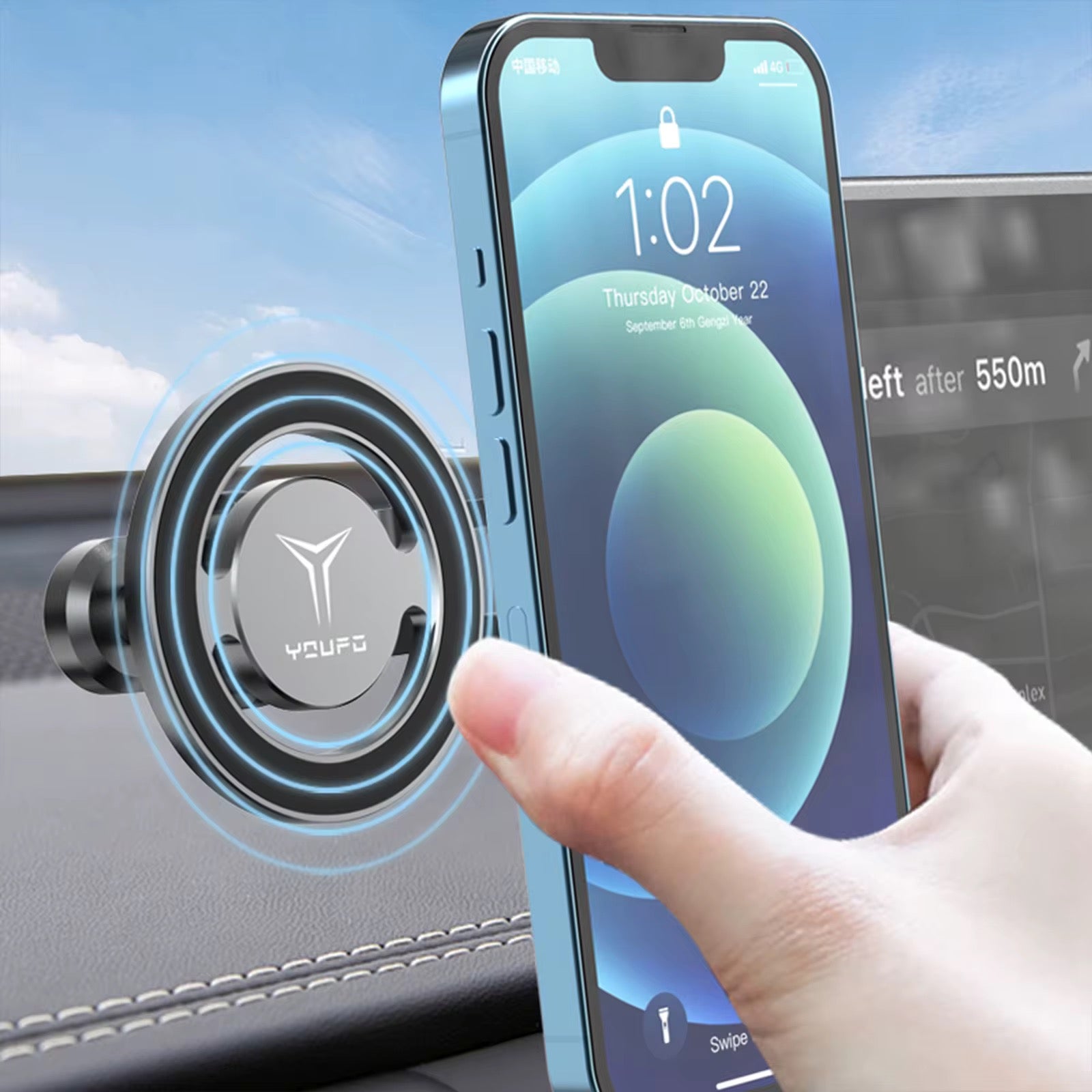 Support Téléphone Voiture Magnétique 360° Premium