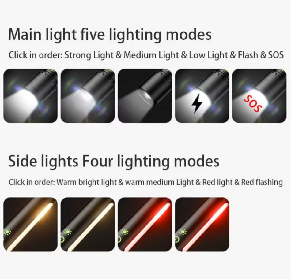 🔦 Lampe Torche LED Rechargeable Multifonction – Éclairage Ultra Puissant + Pow