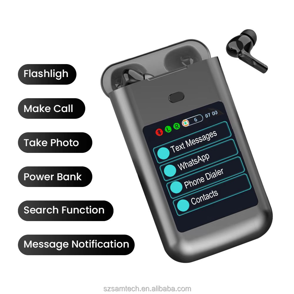 SE-TWO Smart TWS – Écouteurs Bluetooth avec Écran Tactile & Power Ban