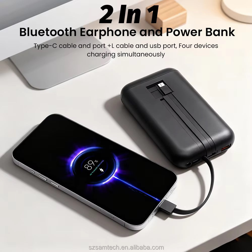 SE-TWO Smart TWS – Écouteurs Bluetooth avec Écran Tactile & Power Ban
